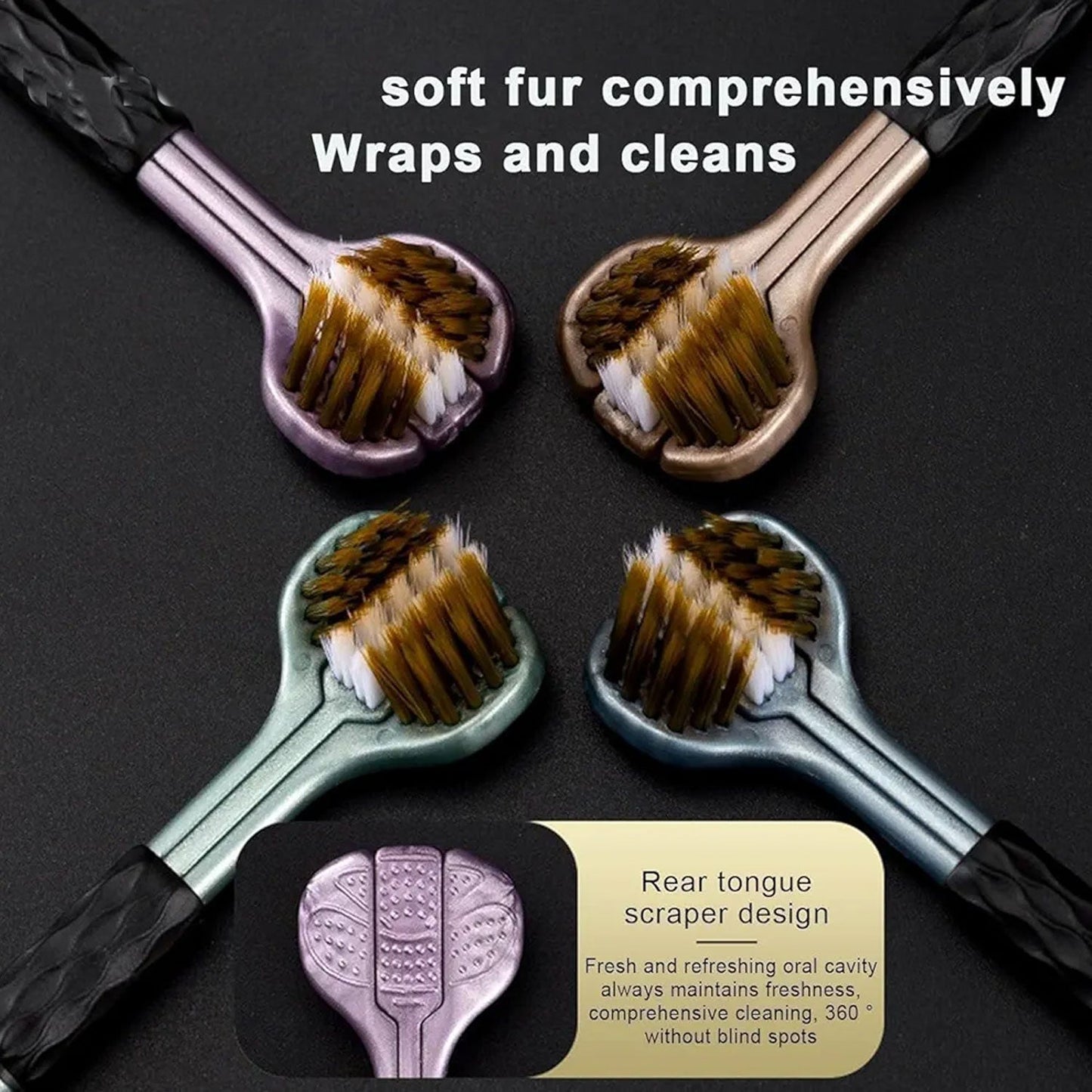 3 Sided Toothbrush, Soft Bristle Toothbrush (4 Pc Set)