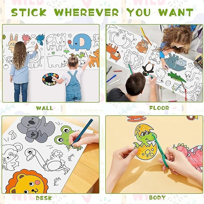 Drawing Paper Roll for Kids, 30 x 300 Cm Large Coloring Poster for Toddlers {Mix Design}