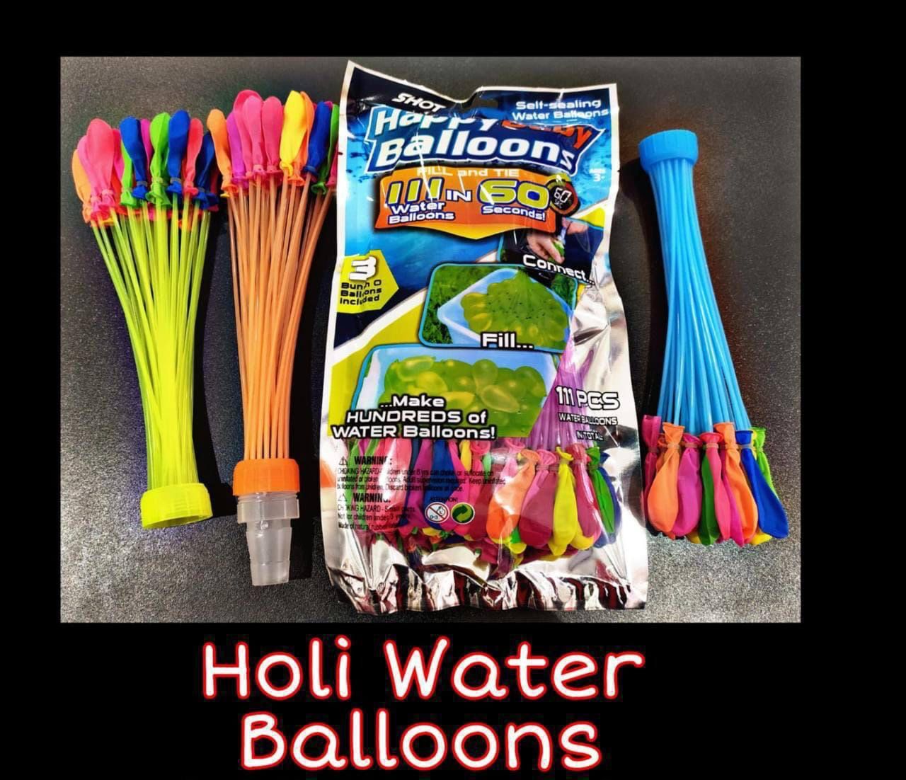 111 pcs Fill & Automatic Tie Multi Colored Magic Water Balloons for Holi & Outdoor Water Fun