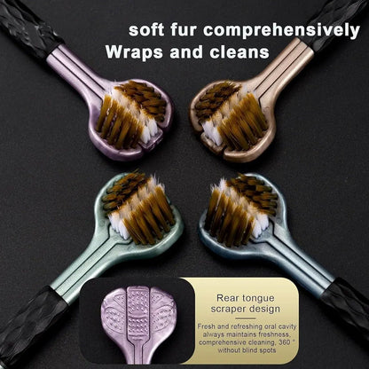 3 Sided Toothbrush, Soft Bristle Toothbrush (4 Pc Set)