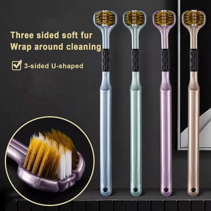 3 Sided Toothbrush, Soft Bristle Toothbrush (4 Pc Set)