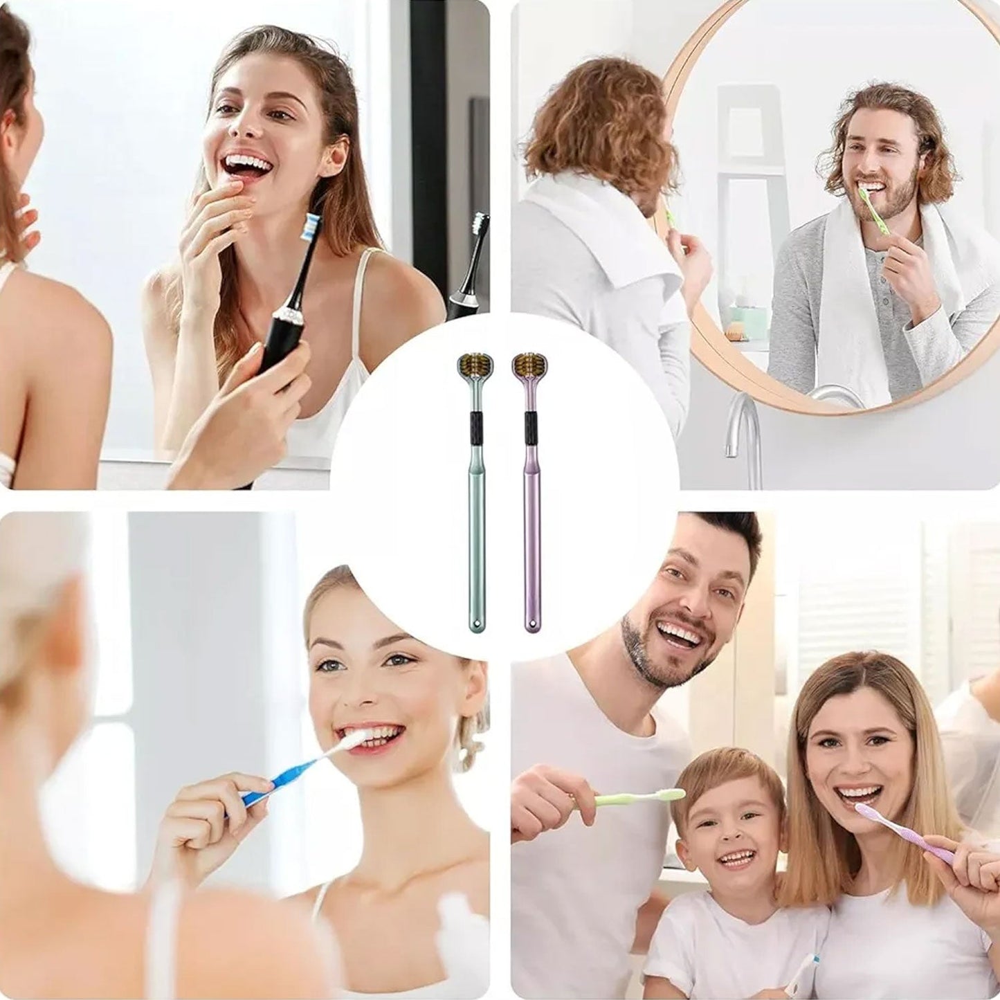 3 Sided Toothbrush, Soft Bristle Toothbrush (4 Pc Set)