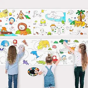 Drawing Paper Roll for Kids, 30 x 300 Cm Large Coloring Poster for Toddlers {Mix Design}